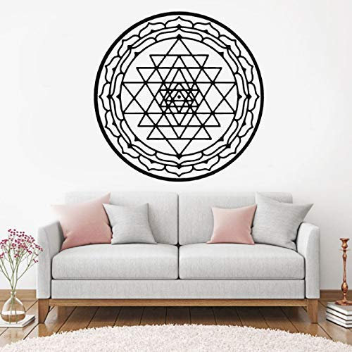 Sri Yantra Wandtattoo Mandala Aufkleber Vinyl Wohnkultur Innenarchitektur Zimmer Schlafzimmer Bewegliches Wandbild 57X57Cm