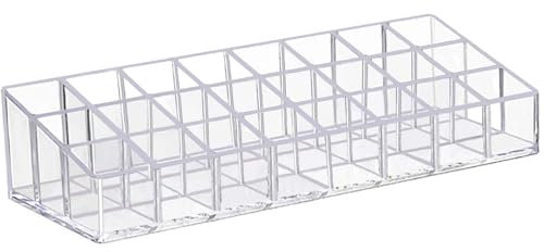 Witeygai Lipstick Organiser, Lipstick Holder, Clear Acrylic Lip Gloss Lipstick Holder Case Display Rack Holder, 24 Slots Clear Acrylic Makeup Storage Organizer for Bathroom and Vanity Dresser