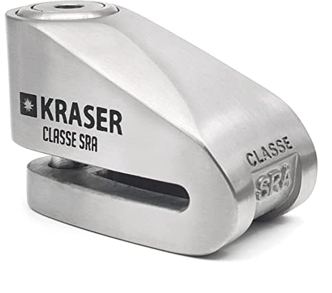 KRASER KR110S Bremsscheibenschloss mit SRA Zulassung, Motorrad Diebstahlsicherung, 10mm Doppelverschluss, 3 Schlüssel + Erinnerungskabel, Rostfreier Stahl, 10 mm