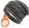Durio Mütze Damen Winter Strickmütze Grobstrick Warme Beanie mit Innenfutter Schwarz mit Grau