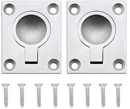 Hsthe Sea 2 Stück Edelstahl Flush Hatch Locker, Bodenheber, Einlassgriff, bündiger Ringgriff Luke Spind mit 8 Schrauben für Marine,Yacht, Schließfach, 50 x 40 mm