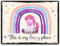 This is my happy place Metallschild XL in 21x28 cm mit niedlichem Einhorn Türschild Baby Kinder Lieblingsplatz Dekoration Unicorn Regenbogen aquarell