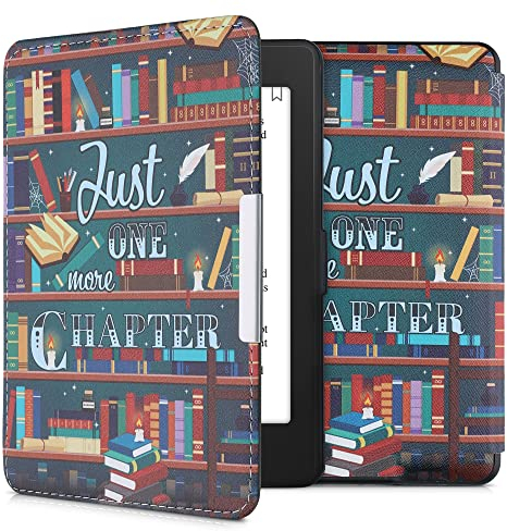 kwmobile Klapphülle kompatibel mit Amazon Kindle Paperwhite Hülle - eReader Case (für Modelle bis 2017) - Bibliothek Motto Mehrfarbig