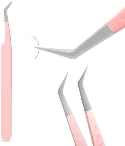 EMEDA Wimpernpinzette für Wimpernverlängerung, Professionelle 3D 6D 8D Wimpern pinzette, Edelstahl gebogene L Pinzette Wimpernapplikator Werkzeuge, Wimpernzange Lieferant