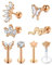 VFUN 16G Tragus Piercing Mit Schmetterling Schlange Diamond CZ Chirurgenstahl Helix Ohr Conch Stecker Damen Rosegold