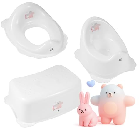 Hylat Baby 3in1 Töpfchen-Set für Kinder - Toilettensitz, Tritthocker & Töpfchen - Kindertoilette fürs WC-Training - Sicher & Komfortabel Farbe - Weiß, Motiv - Friends