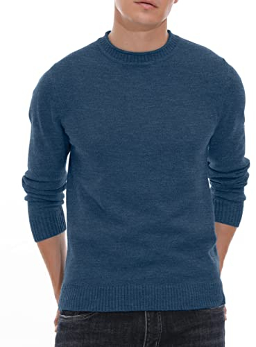 Sailwind Men's Jumpers Tops Winter Warm Knitted Crew Neck Jumper Long Sleeve Soft Cozy Mock Neck Knitwear Pullover Sweaters for Men (VG Blue, XXL)