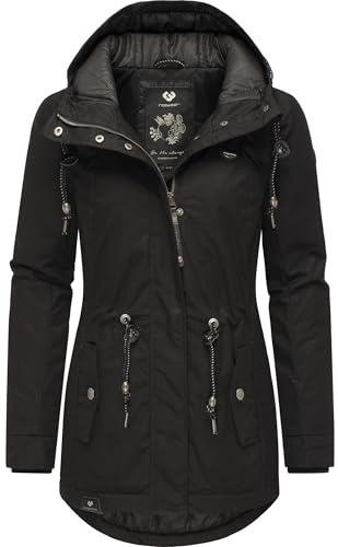 Ragwear Damen Winterjacke warmer Kurzmantel mit Kapuze Monadis Black Label Intl Black22 Gr. 5XL