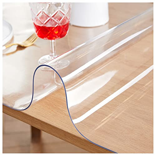 MQXYLF Tovaglia Trasparente in PVC,Tovaglie Impermeabile,Resistente All'olio,Protezione da Tavolo,Pellicola protettiva,Spessore 1.5mm,per Tavoli in Legno,50x185