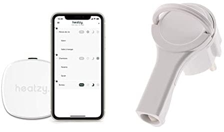 HEATZY - Objet Connecté - Programmateur/Thermostat Connecté et Intelligent Filaire - pour Choisir à Distance Le Mode de Chauffe de Vos radiateurs & Zenitech-Fiche mâle 2P+T 16A Extra Plate Blanc