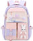 Kawaii Bunny Primary Girls Backpacks Elementary School Bags Bookbags with Refrigerator Front Pocket, Purple-Large