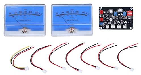 Septpenta 2 Teiliges VU Meter Set mit Hochauflösender Hintergrundbeleuchtung und Einstellbarem Zeiger, Inklusive Steuerplatine, Perfekt für Studio, Mischpult und Heim Audiosysteme