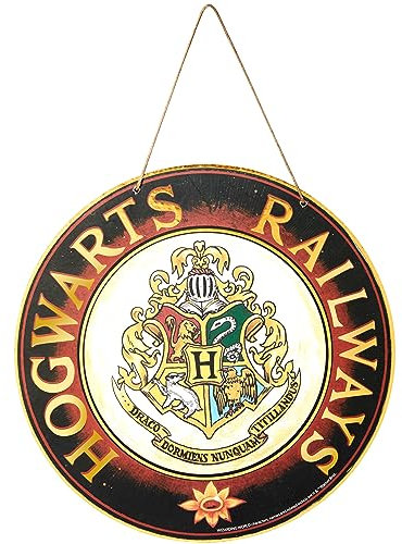 Rubies Harry Potter Hogwarts Railways - Letrero decorativo de madera prensada, 8 pulgadas, multicolor