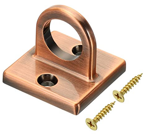 PATIKIL Pad Eye Plate U Hooks, Metal Ceiling Hook Wall Mount Loop with Screws Hardware Ring Hooks for Hanging Ropes in Queue Barrier, Copper