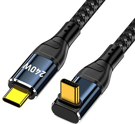 xiwai 48 V 5 A USB-C-Ladekabel 0,5 m Typ-C unterstützt 100 W Aufladen 48 Gbit/s Datenkabel Perfekt für Laptop-Tablet-Telefone um 90 Grad nach Oben und unten abgewinkelt