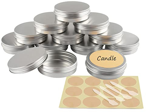 YANCAER 10 Pièces Pots en Aluminium Argenté de 100ml avec Couvercle - D83mm x H24mm Vide Ronde Cosmétiques Pot Conteneurs de Voyage pour Maquillage, Crème, Baume à Lèvres, Mini Bougies