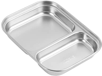 Lurrose Assiette Buffet Multi-usages - Assiette À Déjeuner Compartimentée Plateau De Service Alimentaire Empilable En Acier Inoxydable