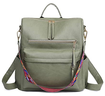 FANDARE Damen Rucksack 3 in 1 Handtasche Mädchen Schulranzen PU Leder Damen-Schultertaschen Handtaschen Schultertasche Reisetasche für Uni Reisen Freizeit Job Schule Büro Daypacks Hellgrün