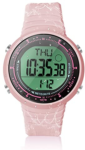 TEKMAGIC Frauen Mädchen Sport Schwimmen Tauch Armbanduhr 10 ATM Wasserdicht mit Funktionen Wecker, Chronograph, Stoppuhr, Timer, Countdown, Dualzeit, 12 und 24 Stunden-Format umschaltbar, Silikonband