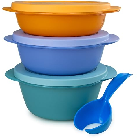 Tupperware CrystalWave Set (3) 400 ml orange + 600 ml blau + 800 ml türkis (inkl. Eierlöffel)