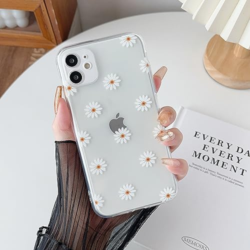 ZTOFERA Hülle für iPhone 12, Gänseblümchen Blume Glänzend Silikon Handyhülle, Flexibel TPU Anti-Kratzer Stoßfest Bumper Schutzhülle für iPhone 12 (6,1) - Transparent