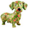 Pomme Pidou Spardose aus Keramik für Hunde, Basset Dennis – Grün mit Blumenmotiv