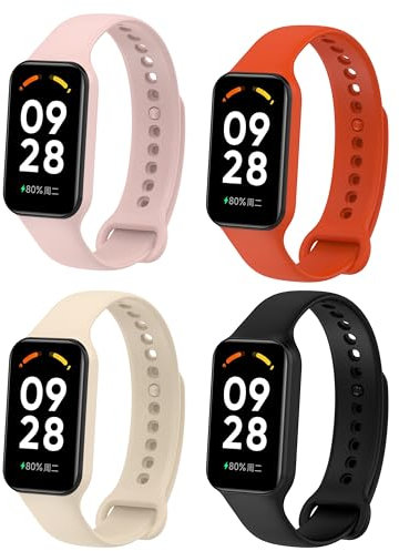 KUTEWEU Correa Compatible con Xiaomi Band 8 Active, Silicona Correa de Repuesto de Ajustable de Color Deportivo Correa para Xiaomi Band 8 Active Smartwatch (Rosa+Naranja+Blanco+Negro)