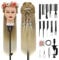 Styling Head 28 inch Hairdresser Training Head 100% Synthetic Fiber Hair Styling Head, Training Head Hairdressing Head with Free Clamp and DIY Braiding Set (27-613)