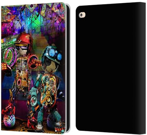Head Case Designs Offizielle Jumbie Art Boombox Roboter Visionär Leder-Wallet-Hülle Kompatibel mit Apple iPad Air 2 (2014)