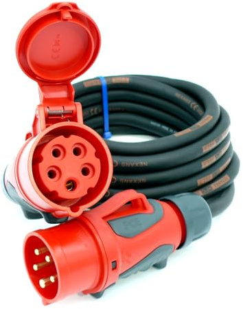 CEE Starkstromkabel (1,5m-50m) 16A Verlängerungskabel Titanex H07RN-F 5x1,5mm² mit PCE Grip Stecker und Kupplung, Business-Line von Event-Kabel (10 Meter)