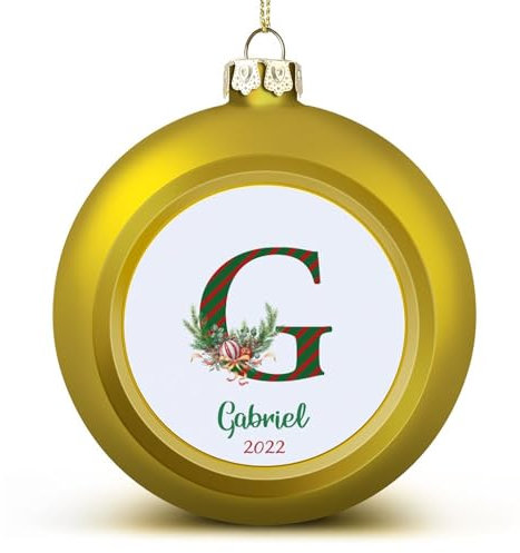 Christbaumkugel-Ornament, goldfarben, individueller Name, Buchstabe G, Weihnachtskugel, Ornamente, Dekoration für Weihnachtsbaum, Anhänger, Andenken für Weihnachten, Neujahr, Feiertage,