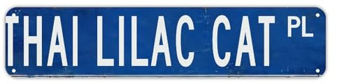 Segnali stradali personalizzati personalizzati Thai Lilla Cat Segnali stradali Pet Animal Yard Sign Classic Tin Art Sign Decor per uomini Grotta Bar Casa Camera da letto Porta 45,7 x 10,2 cm