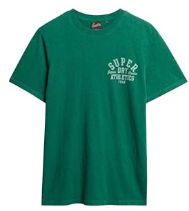 Superdry Herren Athletic College T-Shirt mit Grafik Dunkles Waldgrün Strukturiert M