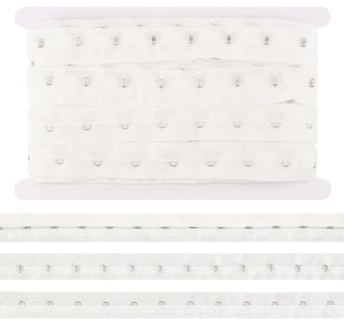 BENECREAT 6.25 Yards Single Hook and Eye Trim, 25mm White Cotton Bra Extender for Corset Bra Sewing, Quilting, Renaissance Dance Corset, Bridal Apparel, Home Decoration