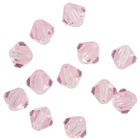PRACHT Glasschliffglitzerperlen 6 mm 12 Stk Glasperlen für Schmuckherstellung Ganzjährig geeignet Light Rose