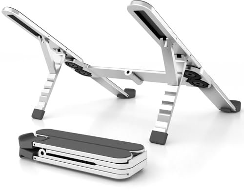 zenrich Support pour Ordinateur Portable Pliable, Support Ergonomique en Aluminium pour Tablette avec réglage de la Hauteur sur 6 Niveaux, Compatible avec Acer/ASUS/Dell/HP/MacBook/Lenovo/iPad/Xiaomi