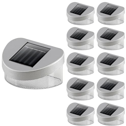 GEEZY LED Solar Fence Lights Outdoor Garden Solar Lights Waterproof Wall Lights Deck Patio Yard Outdoor Lights Garden Fence Decoration Set of 10