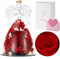 Emibele Ewige Rose Engel Figur Geschenke für Frauen, Ewige Rose mit LED-Lichtern Ewige Blume Engel Glaskuppel, Echte Rose Geschenke für Mutter Oma Freundin zum Weihnachten Valentinstag, Rot