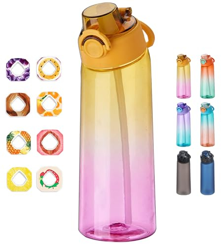 Air Gourde Up 900ML, Bouteille Air Gourde Up Sport Paille avec 8 Pods de Gout Gourde Aromatisée Air Gourde Up Tritan Water Bottle Fitness (Poudre jaune dégradé)