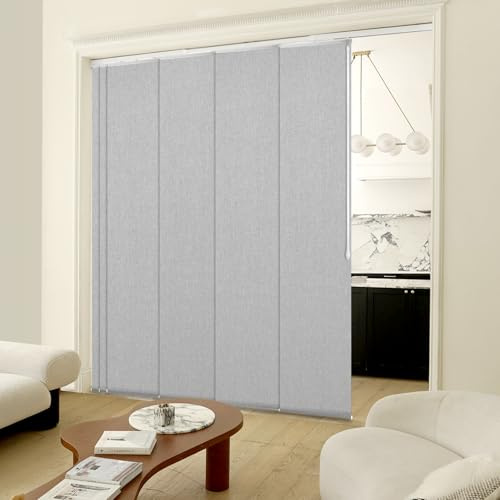 Heefen Adjustable Panel Track Blinds Blackout Vertical Blinds, Retractable Track from70 to 133 W, Trimmable Panel Up to 102 H (Light Grey)