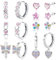 FIOROYAL 7 Paar Hypoallergene Silber Creolen Ohrringe für Mädchen Damen,Kleine Stern Butterfly Medizinische Ohrringe Set,Süße Herz Hängeohrringe,Rosa CZ Blumen Ohrstecker Chirurgenstahl für Kinder