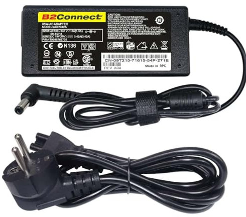 B2CONNECT 65W Chargeur Ordinateur Portable Compatible avec Fujitsu Lifebook A359 19V 3.42A