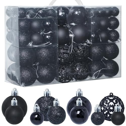 ZFYQ Juego de 100 Bolas Decorativas para árbol de Navidad, Juego de Bolas Colgantes Decorativas para Decoración de árbol de Navidad, Negro