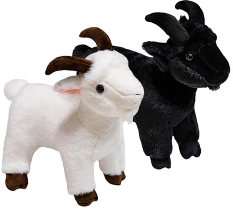 ARSBORUI Ziege Plüschtier 30 cm Ziege Kuscheltier Realistische Ziege Stofftier Kawai i Goat Plüschfigur Weich Ziege Plüsch Spielzeug Ziege Plushie Geschenk für Kinder Erwachsene (2 Stück)