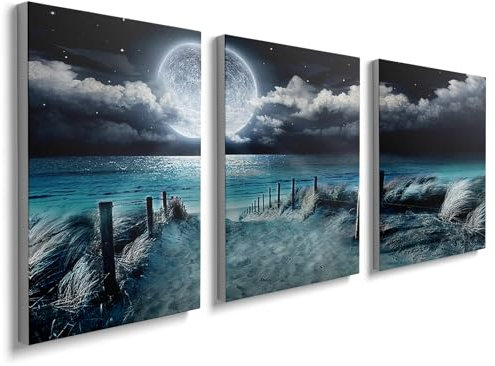 Canvas Wall Art for Living Room Blue Beach Sea Nature Landscape Modern Artwork Bathroom Pictures Bedroom Wall Decor Family Prints Paintings Wall Decoration Hallway Office Home Decor, YH1204