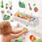 Yuiturt Bath Toy Storage - 3 Compartment Large Opening Net with 2 Side Pockets and 4 Strong Self Adhesive Hooks,Bath Toy Net for Kids, Baby (White)