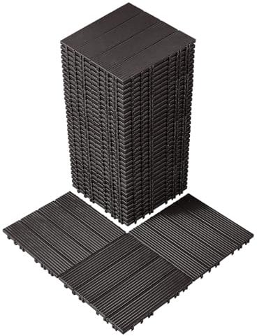VEVOR Azulejos Entrelazados para Terraza, Paquete de 36, 300 x 300 x 20 mm, de Plástico, Resistentes al Agua, para Uso en Todo Tipo de Climas, para Terrazas, Porches, Piscinas, Balcones, Marrón Oscuro