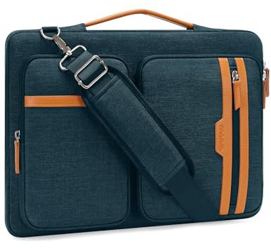 MOSISO 360 Protective Laptop Bag, 15.6 inch Computer Bag Compatible with MacBook Pro 16, HP, Dell, Asus Notebook, Side Open Sleeve with 2 Rectangle Zipper Pockets&Extendable Handle, Teal Green