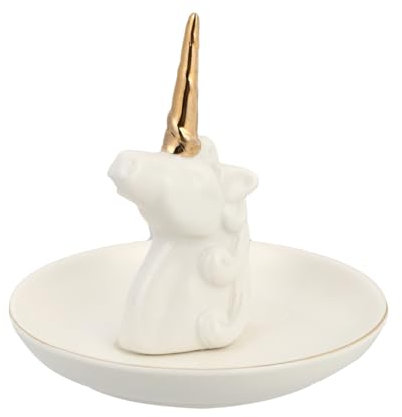 Keramik Einhorn Ring Schmuckhalter, Weiß, für Verlobung und Hochzeit