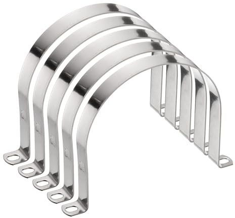 sourcing map 5pcs 5 1/8 Inch 130mm Conduit Clamps, M130 U Tube Pipe Clamp, Stainless Steel Rigid Pipe Strap, U Shaped Bracket with Two Hole for Pipe Tube Hose Wire Cord,Thick